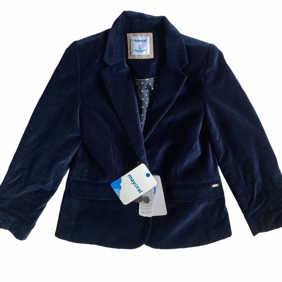 Mayoral Velvet Blazer Jacket Navy Blue NWT - Picture 4 of 8